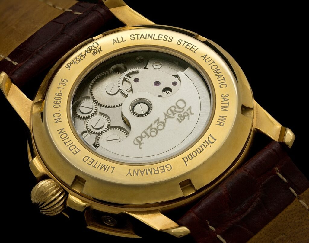 The rotor of a self-winding watch, which a watch winder keeps in motion